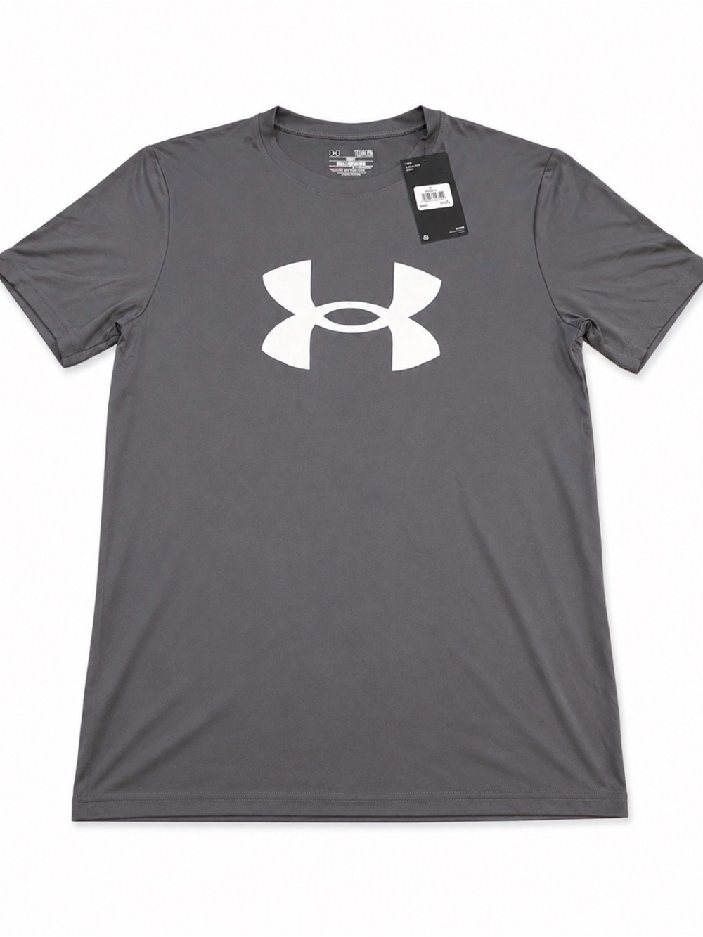 Under Armour Boys Youth L Large Charcoal Tee with White Logo NWT New 40